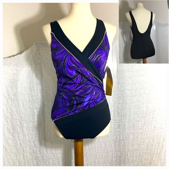 Robby Len NWT Wrap One Piece Swimsuit Size Size 8 - Picture 1 of 10